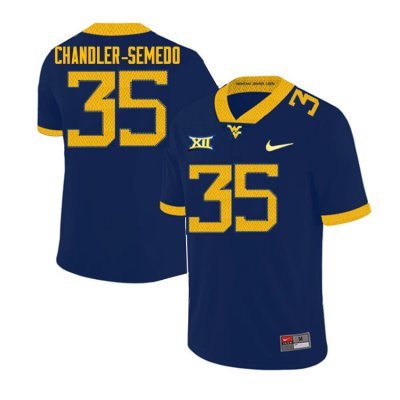 Men's West Virginia Mountaineers NCAA #35 Josh Chandler-Semedo Navy Authentic Nike Stitched College Football Jersey SW15L22QY